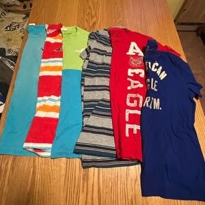 Lot of 6 American Eagle- Hollister Mens Short Sleeve T-Shirts Size M Y2K